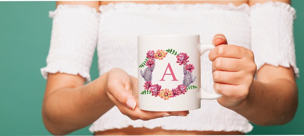 Monogram Mug Floral Monogram Mug Initial Mug Monogram Coffee Mug Custom Monogram