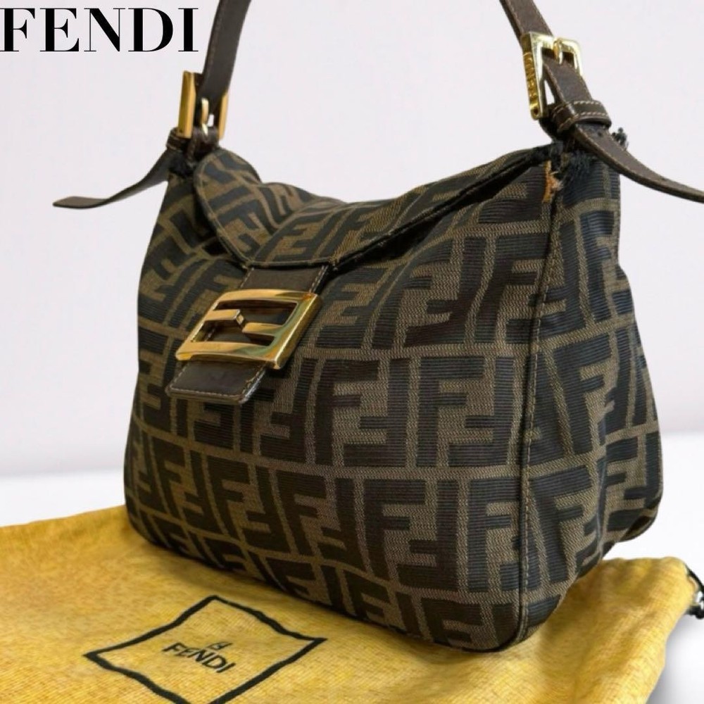 FENDI FF Zucca Canvas Shoulder Bag Brown Authentic G05233329