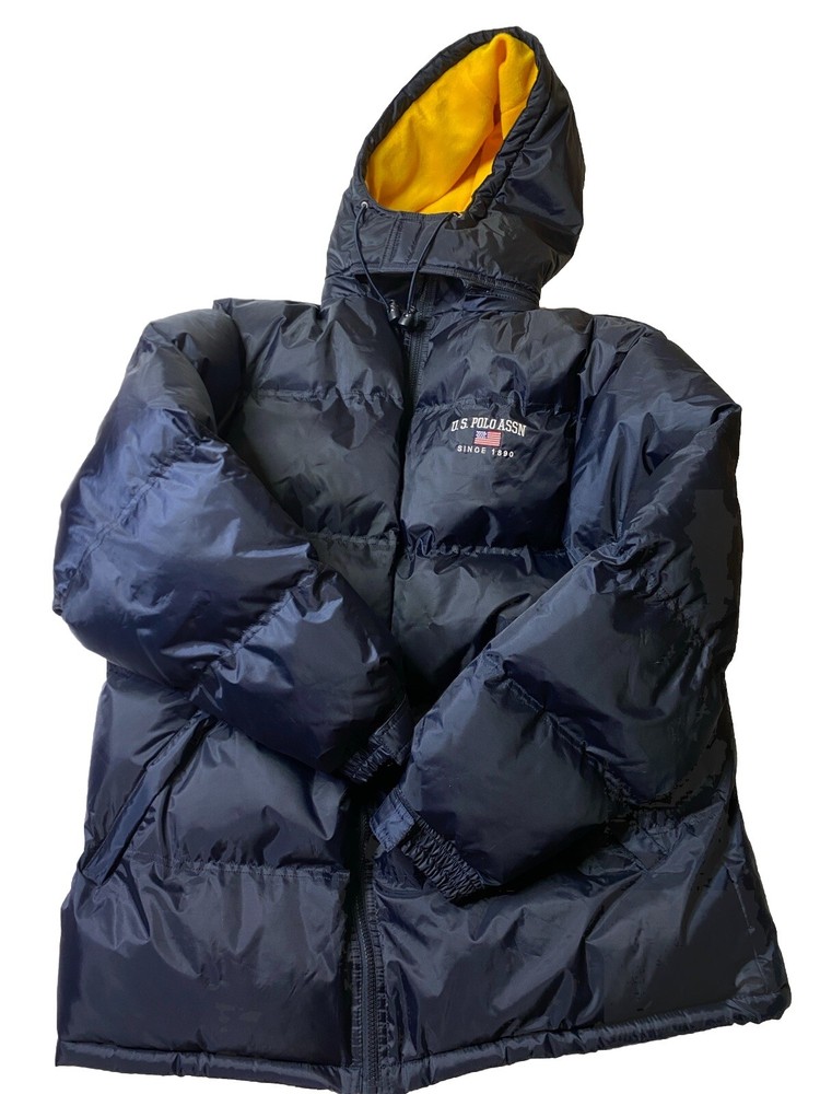 US Polo Assn Men’s Navy XL Puffer Bomber Coat Vintage Embroidered Winter Outdoors Warm Jacket