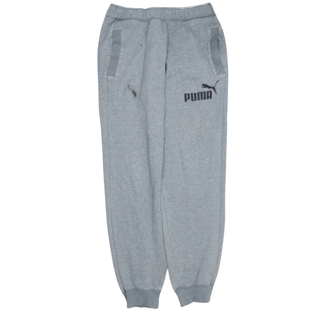 Puma Mens Joggers Grey Fleece Relaxed Fit Tapered Leg Elastic Waist Pockets M