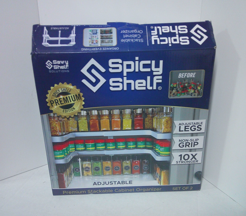 Spicy Shelf Cabinet Storage Organizer with 2 Shelves Holds 64 Containers Spice Rack