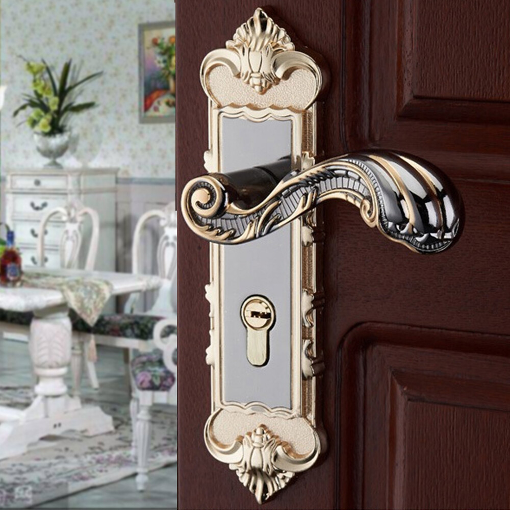 Security Door Handle Door Knob Set Vintage Front Back Door Safety Lock Set Key