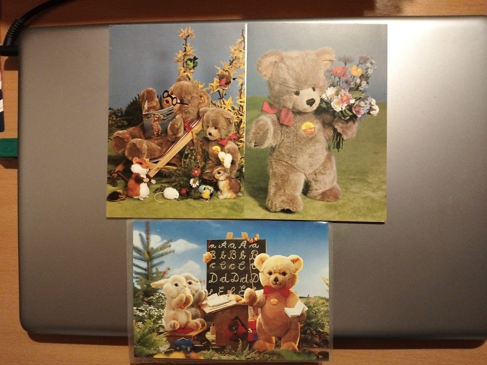 3 Vintage Postcards by Steiff Postcard Postcard Unlabeled, Family Teddy and Animals