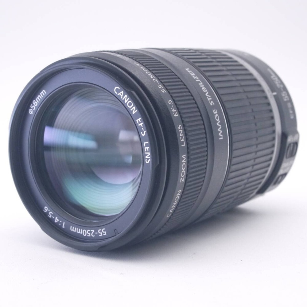 Canon EF-S 55-250mm f4-5.6 IS Lens with Accessories, No Fungus, Used