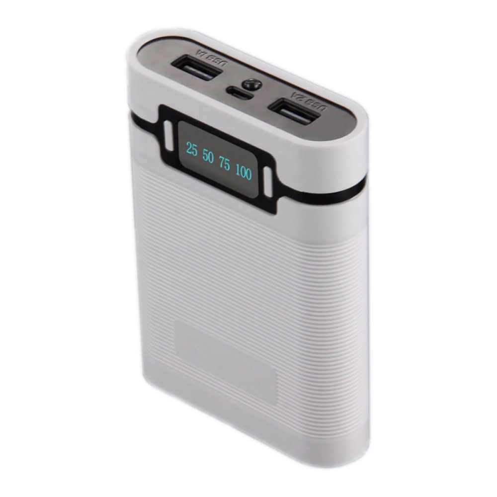 Dual USB Ports 5V/2.5A 2000-12000mAh Power Bank DIY Case For 4*18650 Battery