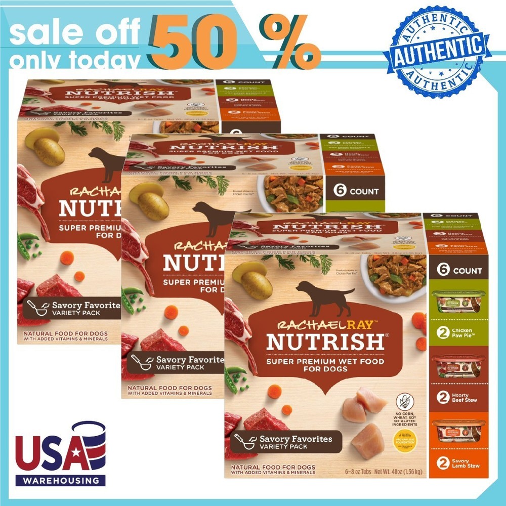 3pack Rachael Ray Nutrish Natural Premium Wet Dog Food, Savory Favorites 8oz. Tu