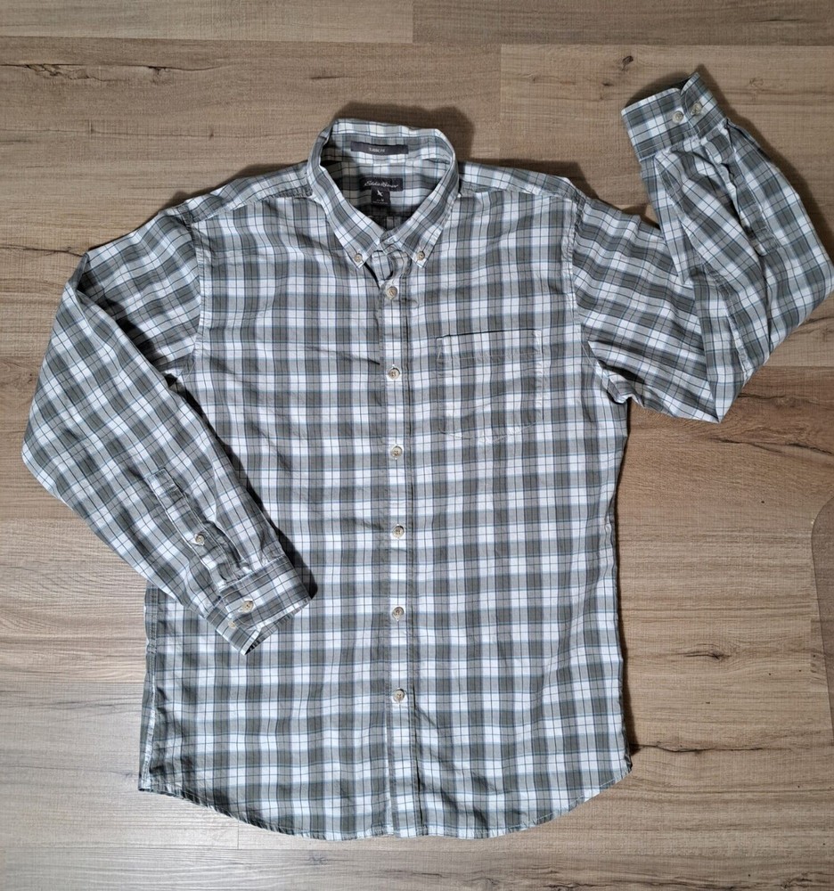 Eddie Bauer Men's Classic Fit Plaid Cotton Button-Down Shirt Size M Long Sleeve