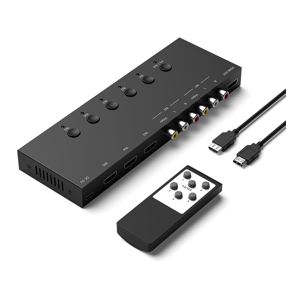 2 AV to HDMI Converter + 3 HDMI2.0 Switcher(2 in 1) 2 Way RCA Composite to HD...