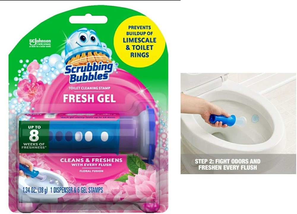 Bubbles Toilet Cleaning Stamp Fresh Gel Floral Fusion 1.34 oz (Pack of 2)