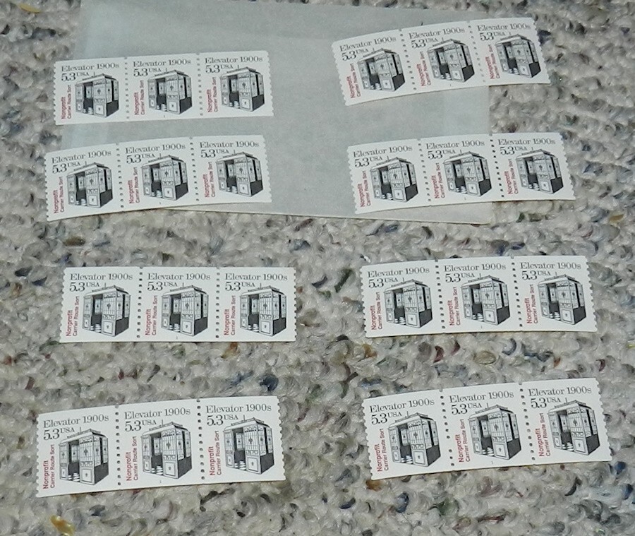Unused Stamp lot of 8 Scott #2254 Elevator 1900's - 5.3 cent Strips