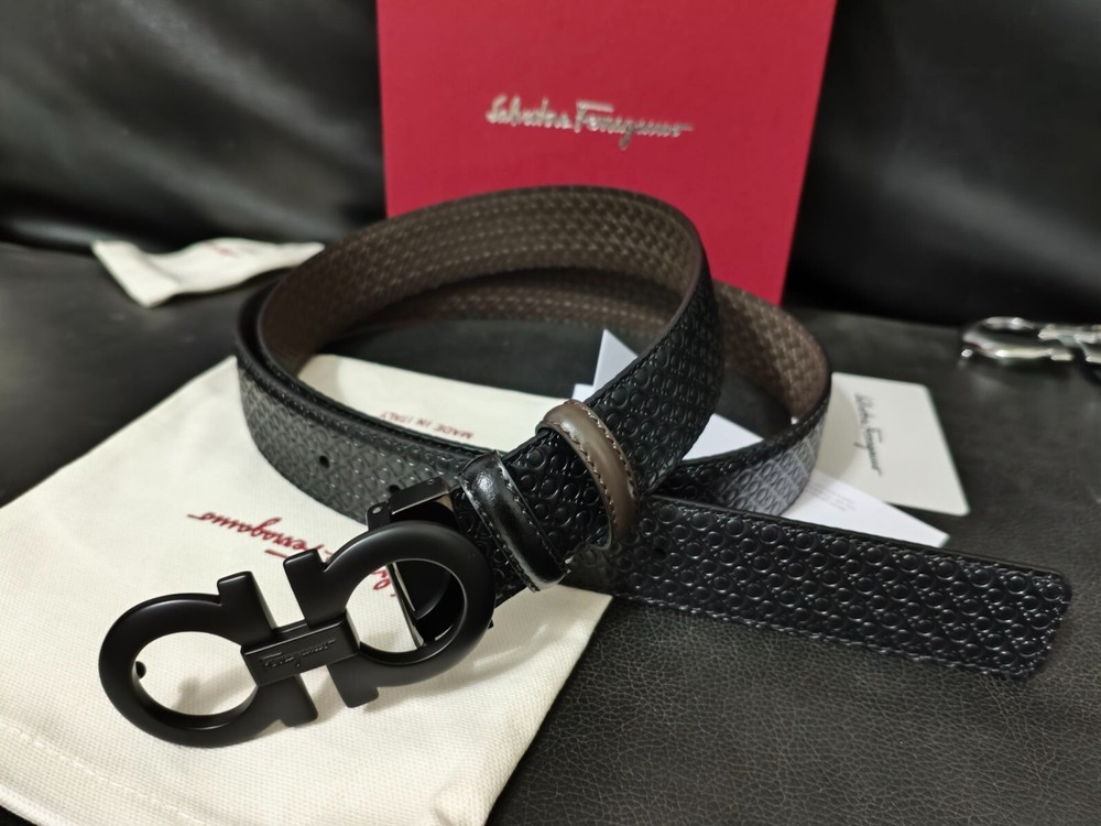 Authentic Salvatore Ferragamo 3.5cm Genuine Leather Belt