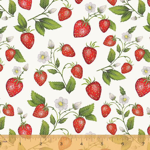 Just Fruit Strawberry Toss White Food Fabric by Windham YARD