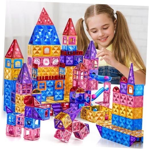 Magnetic Building Tiles for Kids Ages 3-10, 97 PCS STEM Educational Construction Toy