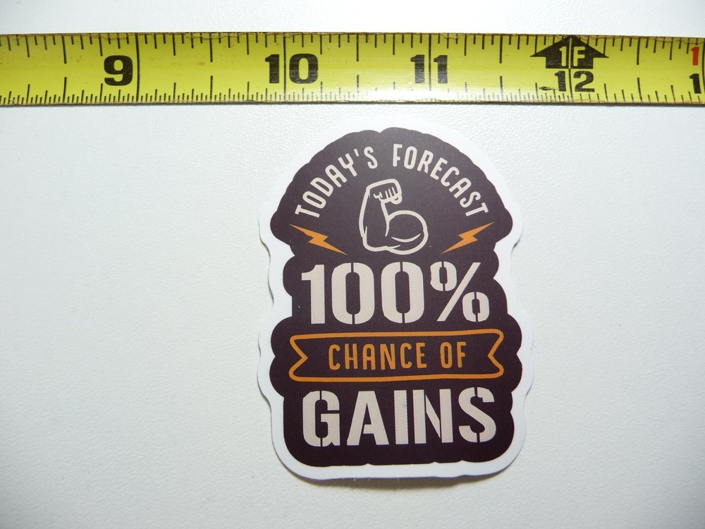 FORECAST 100% CHANCE OF GAINS DECAL STICKER GYM WEIGHTLIFTING FITNESS EXERCISE