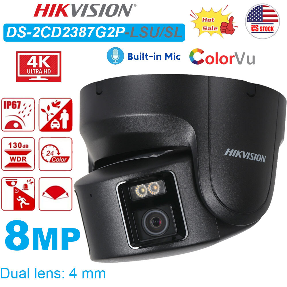 Hikvision 4MP 8MP 180° Panoramic 2-Way Audio ColorVu Camera DS-2CD2387G2P-LSU/SL