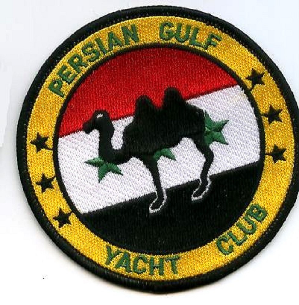 COLLECTOR'S DESERT STORM CAMEL DRIVER iron-on PATCH: PERSIAN GULF YACHT CLUB