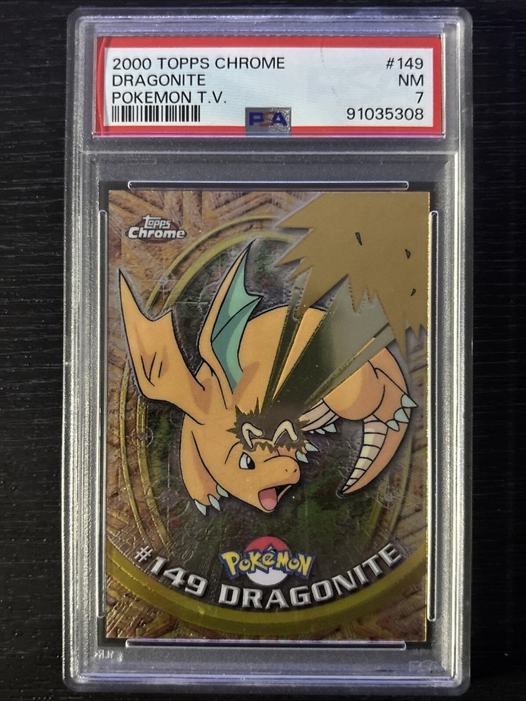 2000 Pokemon DRAGONITE Topps Chrome SERIES 2 TV Set Holo Card #149 RARE - PSA 7