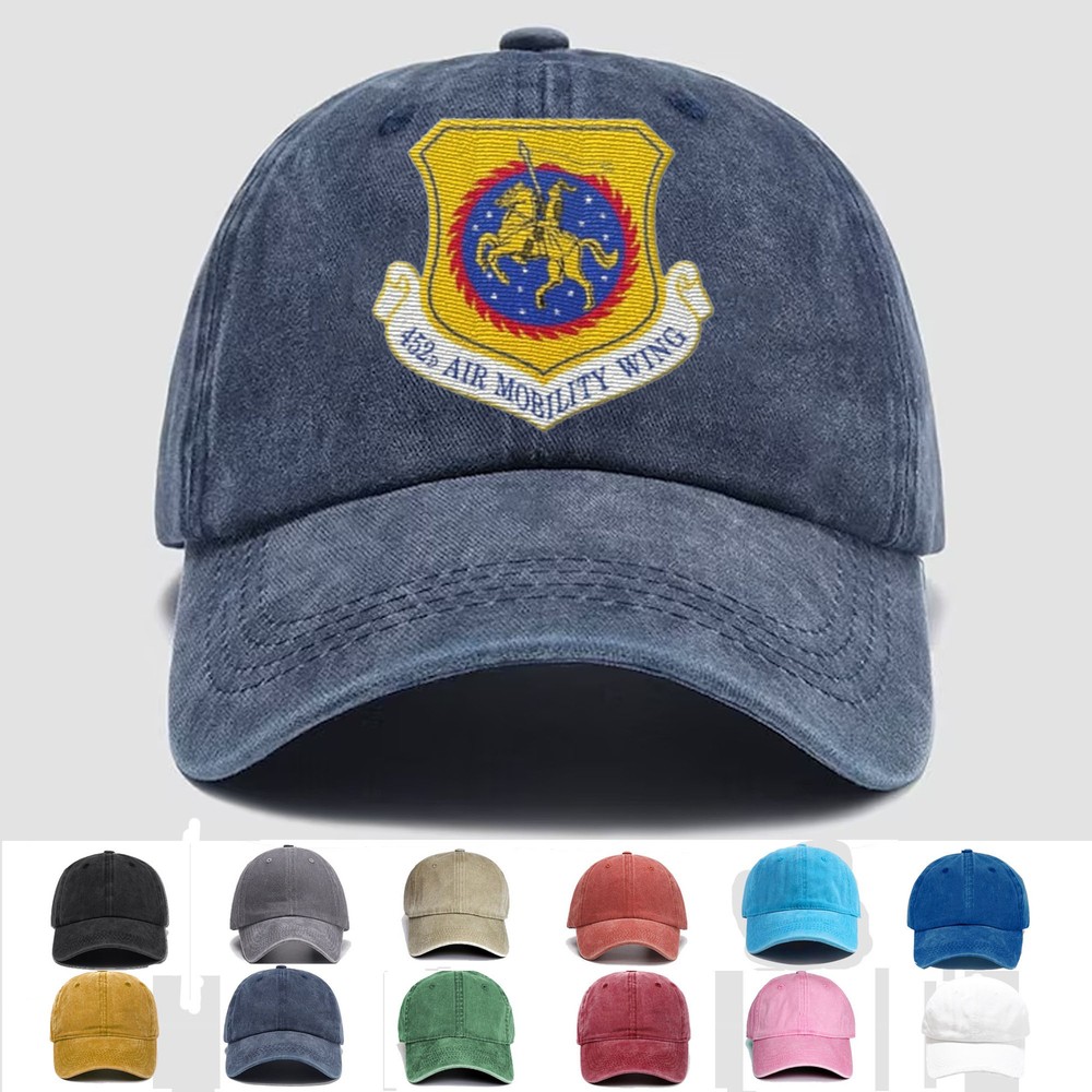 Custom Embroidered Hat 452nd Air Mobility Wing, Veteran Cap, Trucker Hat, Gift