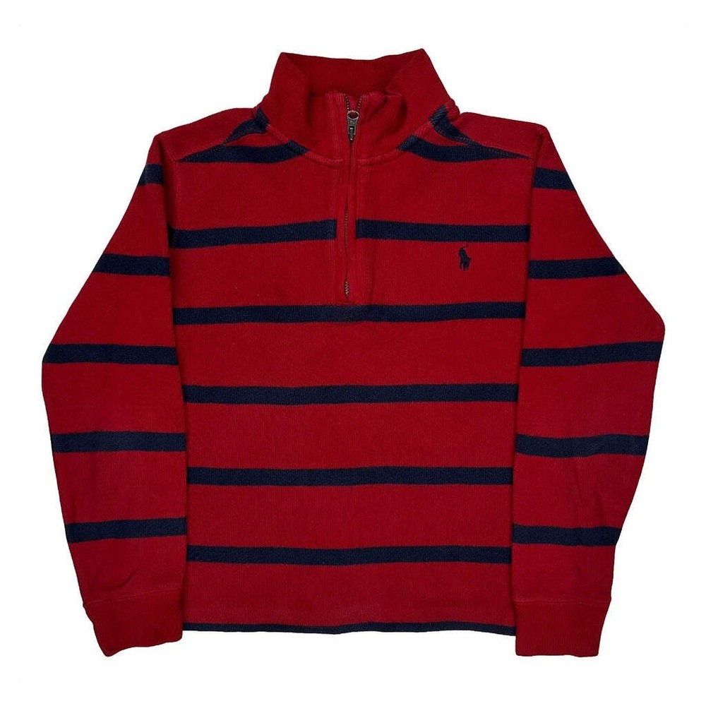 Age 6 Polo By Ralph Lauren Striped 1/4 Zip - XS Red Cotton