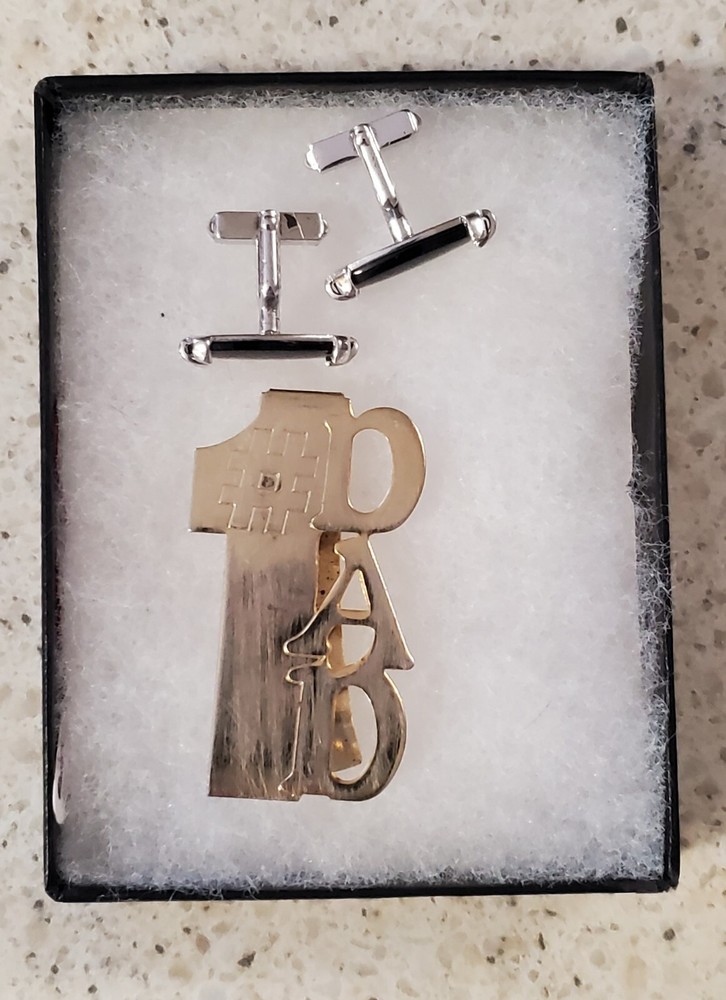 fathers day specials onyx cuff links and DAD money clip-image
