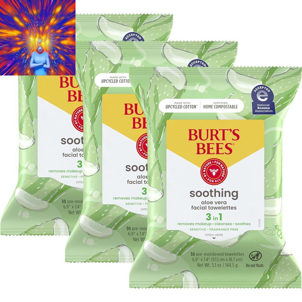 Aloe Vera Face Wipes, for Sensitive Skin, Soothing Makeup Remover & Facial Clean