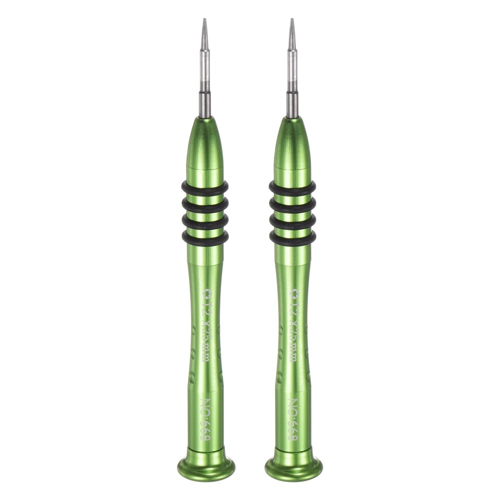 2pcs Green Aluminum T2 Torx Screwdriver with Magnetic Tip