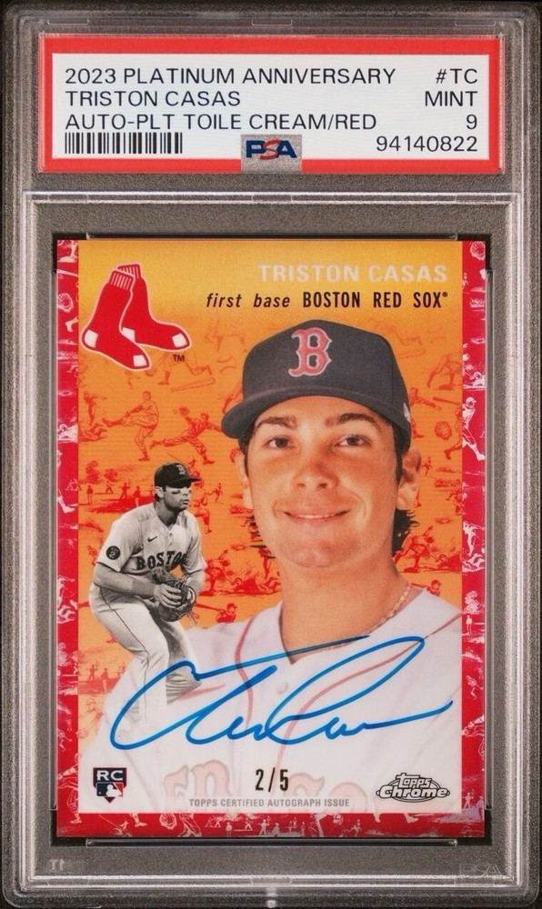 Triston Casas 2023 Topps Chrome Platinum Anniversary AUTO 🔥 CREAM RED /5 PSA 9