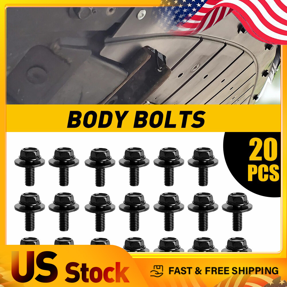 20PC Bolts Screws Fastener M6 10mm Hex For Car Body Engine Fender Splash Shield