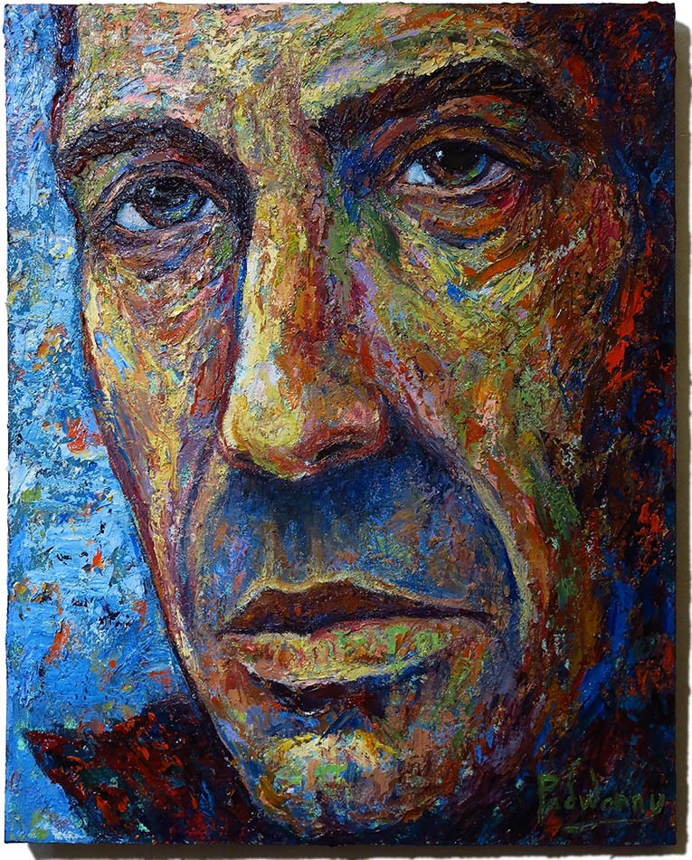 ORIGINAL 30x24 OIL PAINTING█REALISM POP█ART SIGNED MALE PORTRAIT MAN DECO GUY NR