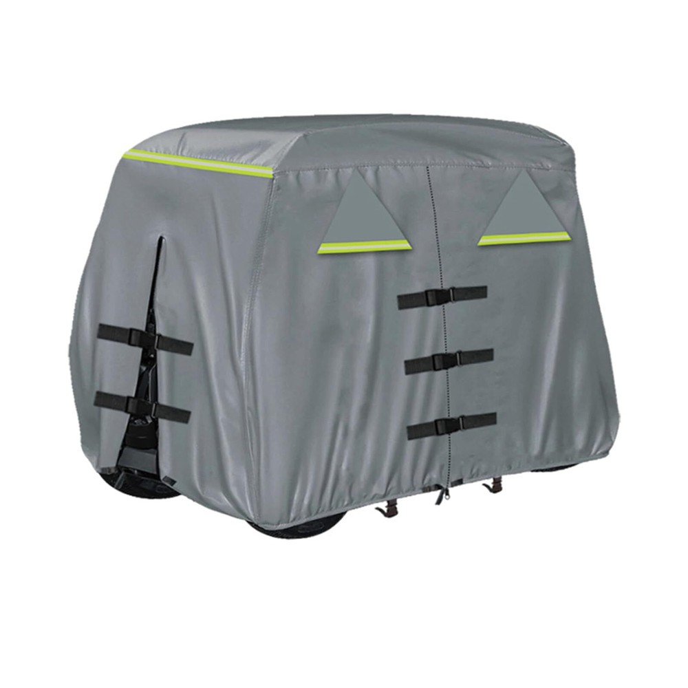 Waterproof Golf Cart Cover 600D Heavy Duty Gray for 4-2 Passengers 112x48x66in
