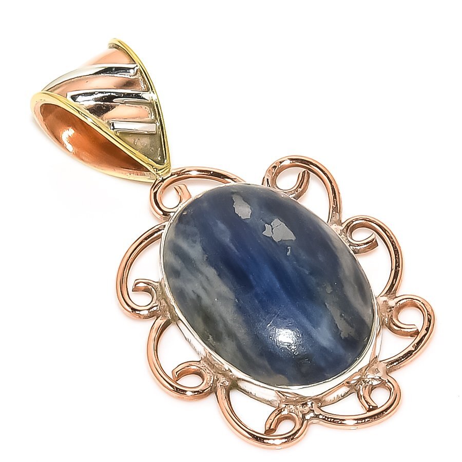 Natural Sodalite Gemstone & Sterling Silver Pendant 1.5 Inch