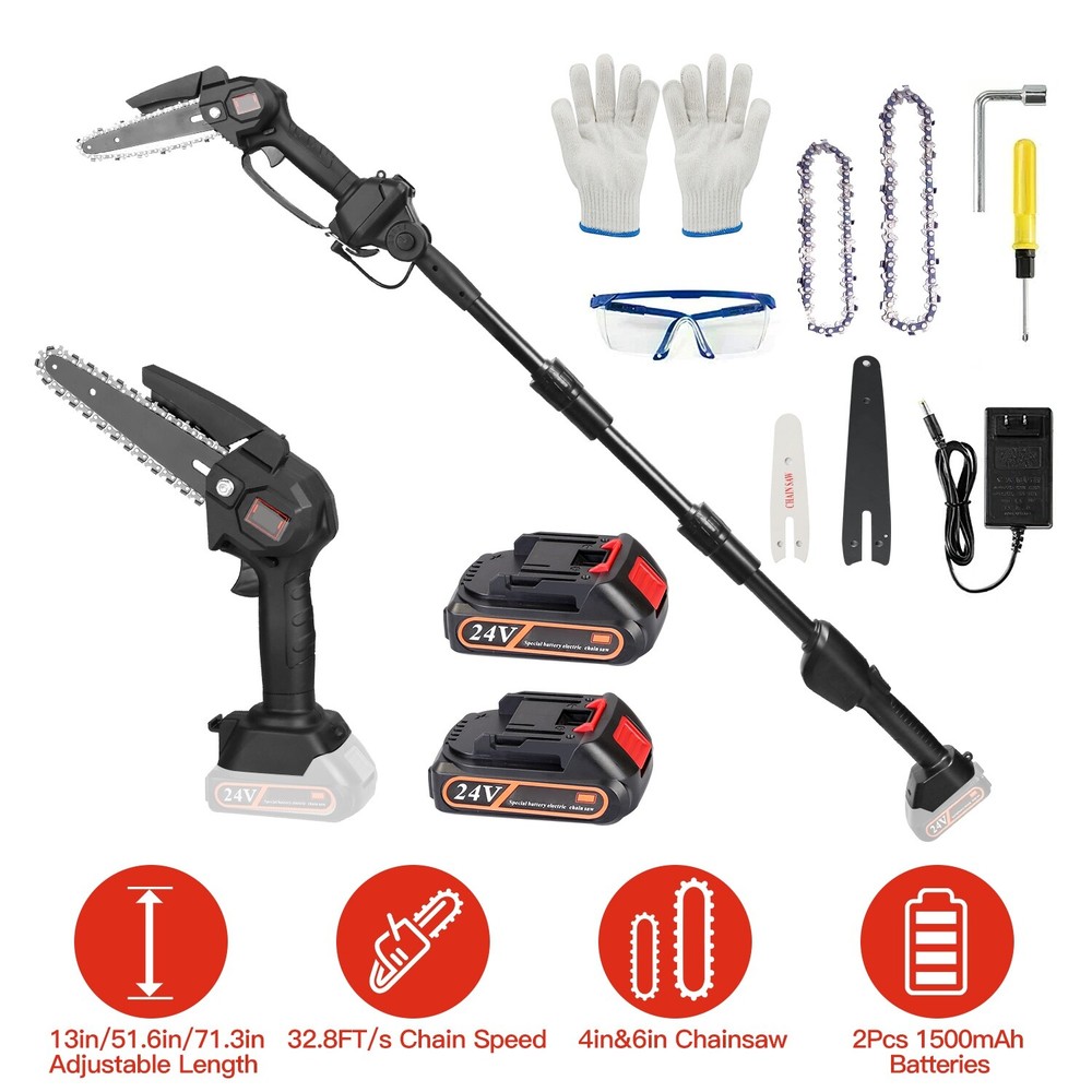 4-6 Inch Extendable Cordless Chainsaw Battery Powered Portable Pole Electric Saw