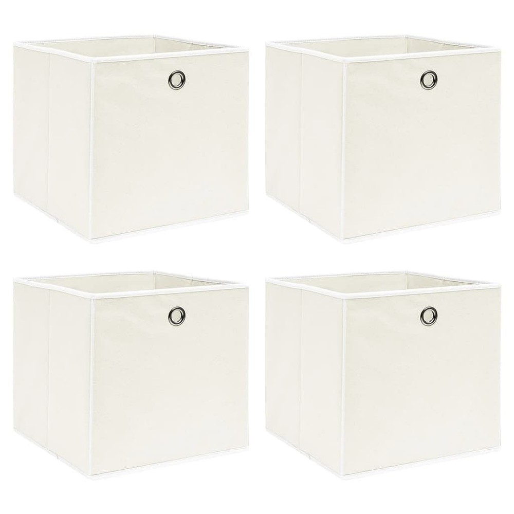 4-Piece White Polyester Non-Woven Fabric Storage Box Set