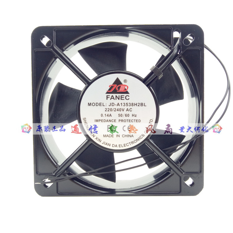 1 PCS FANEC fan JD-A13538H2BL AC 220V 13538 13.5CM 2 wire cabinet cooling fan