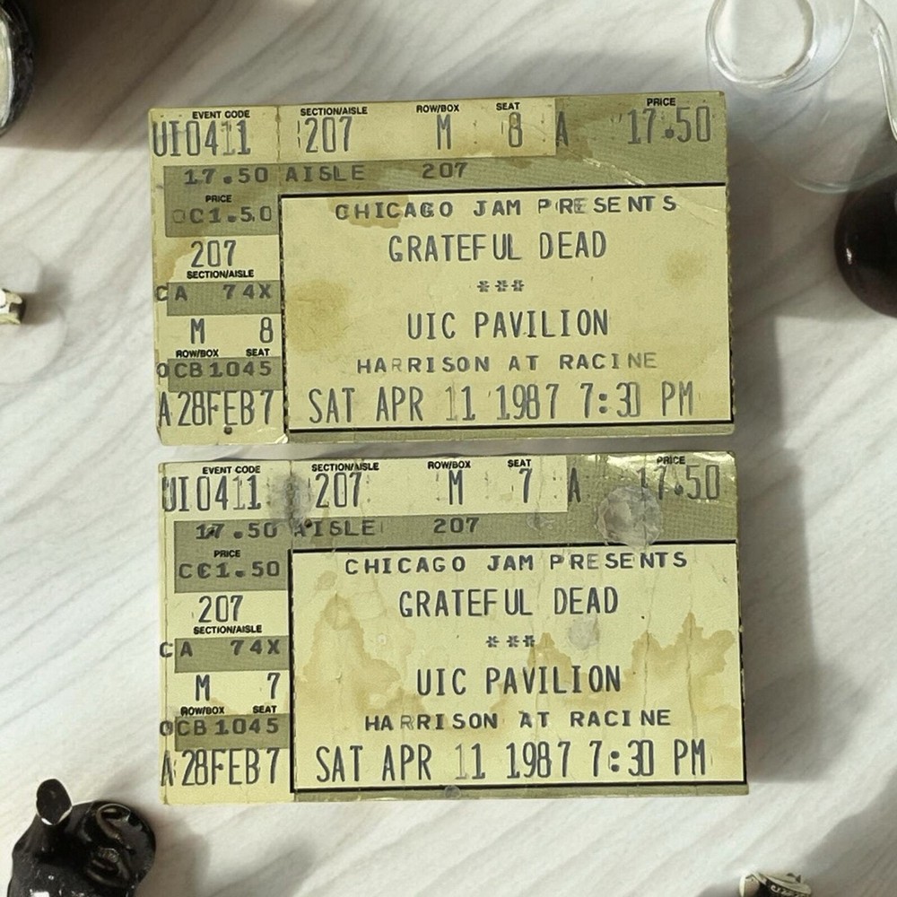 Grateful Dead Concert Tickets Vintage 4/11/1987 UIC Pavilion Chicago Lot of 2