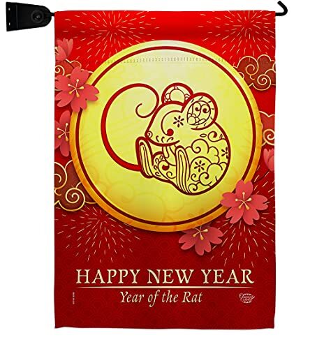 Rat of Year Garden Flag Set Mailbox Hanger Spring Lunar New Good Luck Prosper...-image