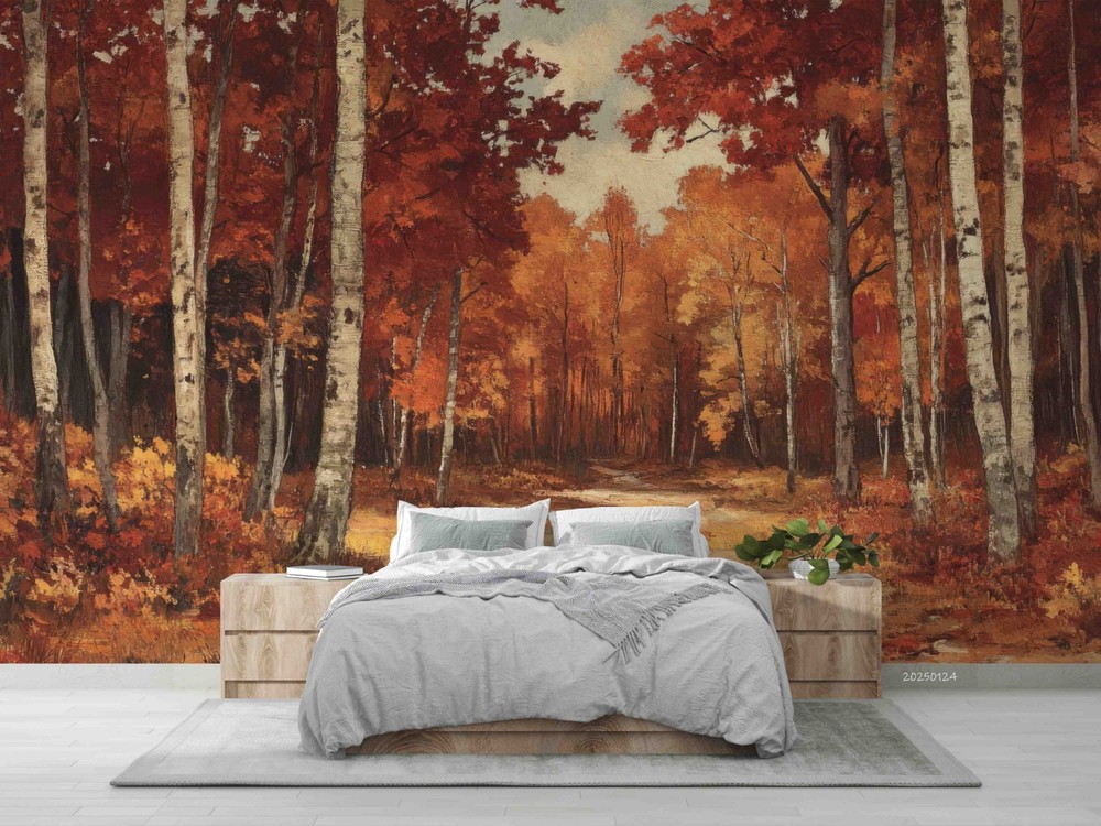 3D Autumn Forest Path Oil Painting Wall Murals Wallpaper Murals Wall Sticker 2
