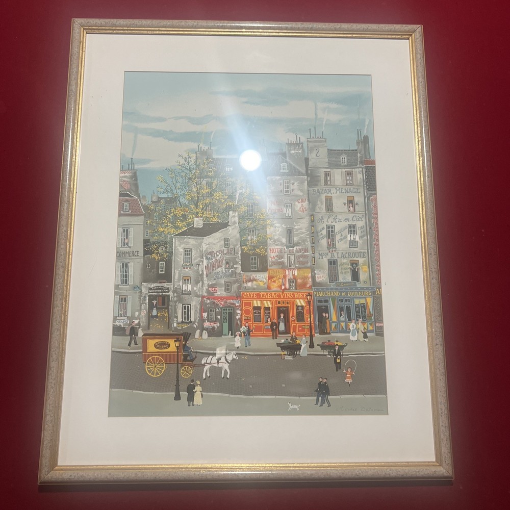 Michel Delacroix Original Lithograph “ Parfumerie Guerlain” 1986 framed