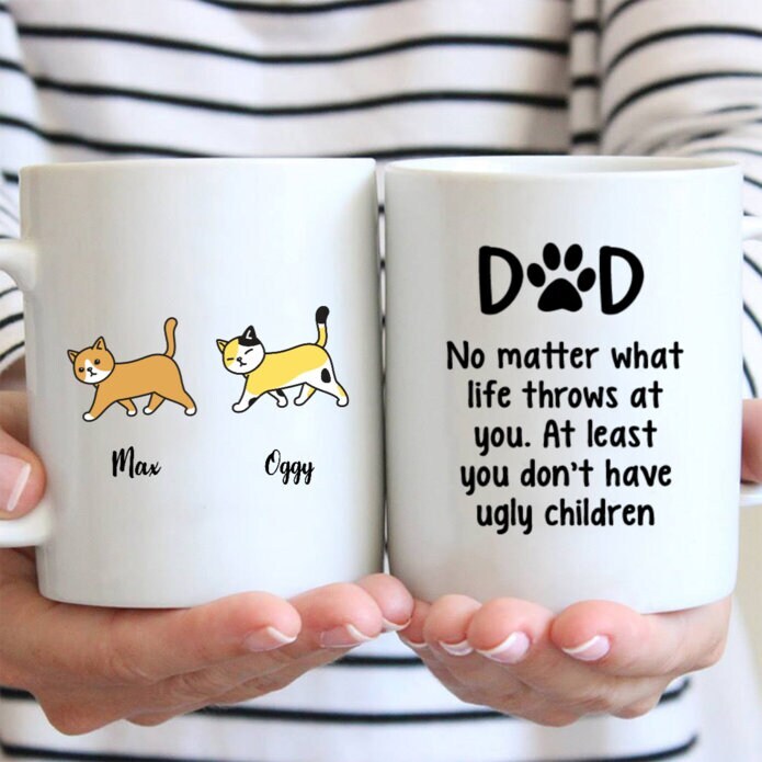 2 Cats Gifts For Cat Lovers Personalized Cat Coffee Mug Custom Cat Mom Dad Mug