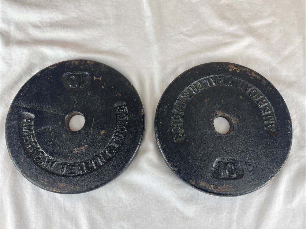 Rare American Health Studios 1950s Standard Size Weight Plates 10 Lbs Set Of 2