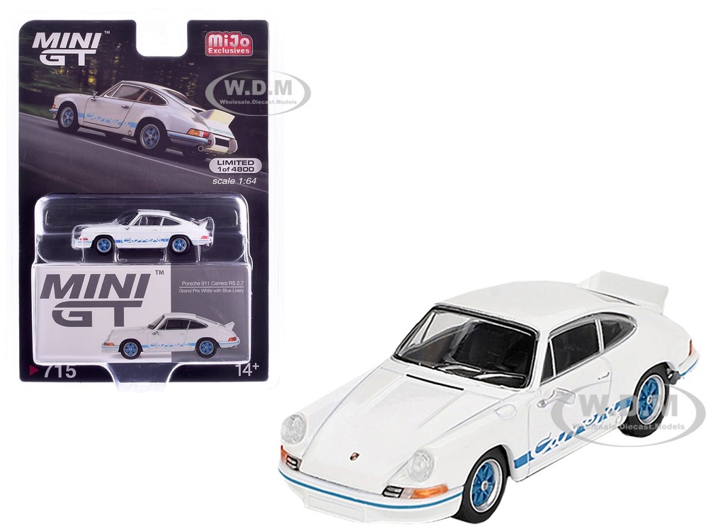 PORSCHE 911 CARRERA RS 2.7 GRAND PRIX WHITE 1/64 DIECAST CAR BY MINI GT MGT00715