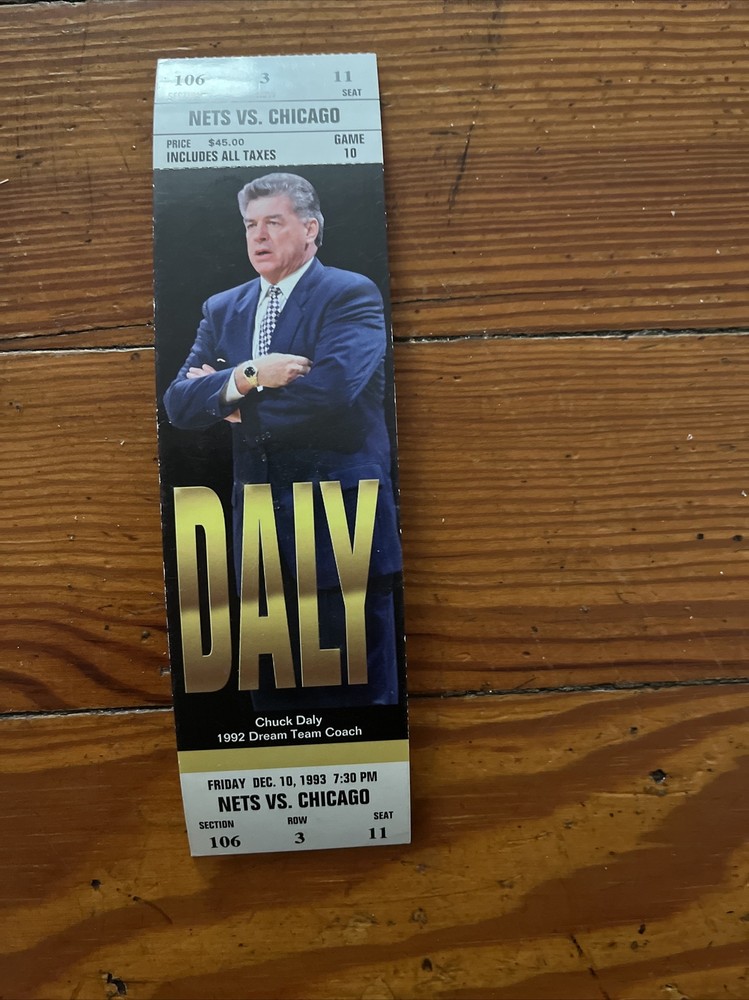 New Jersey Nets vs Chicago Bulls Ticket 1993