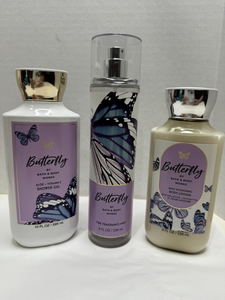 Bath & Body Works Butterfly Body Lotion Shower Gel Fragrance Mist Set