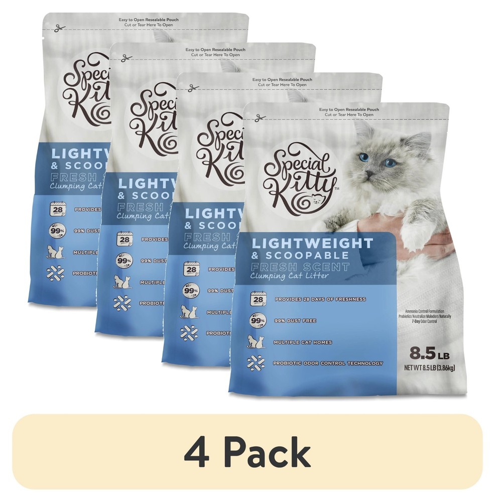 4-Pack Lightweight Scoopable Fresh Scent Clumping Cat Litter 8.5lb Bags