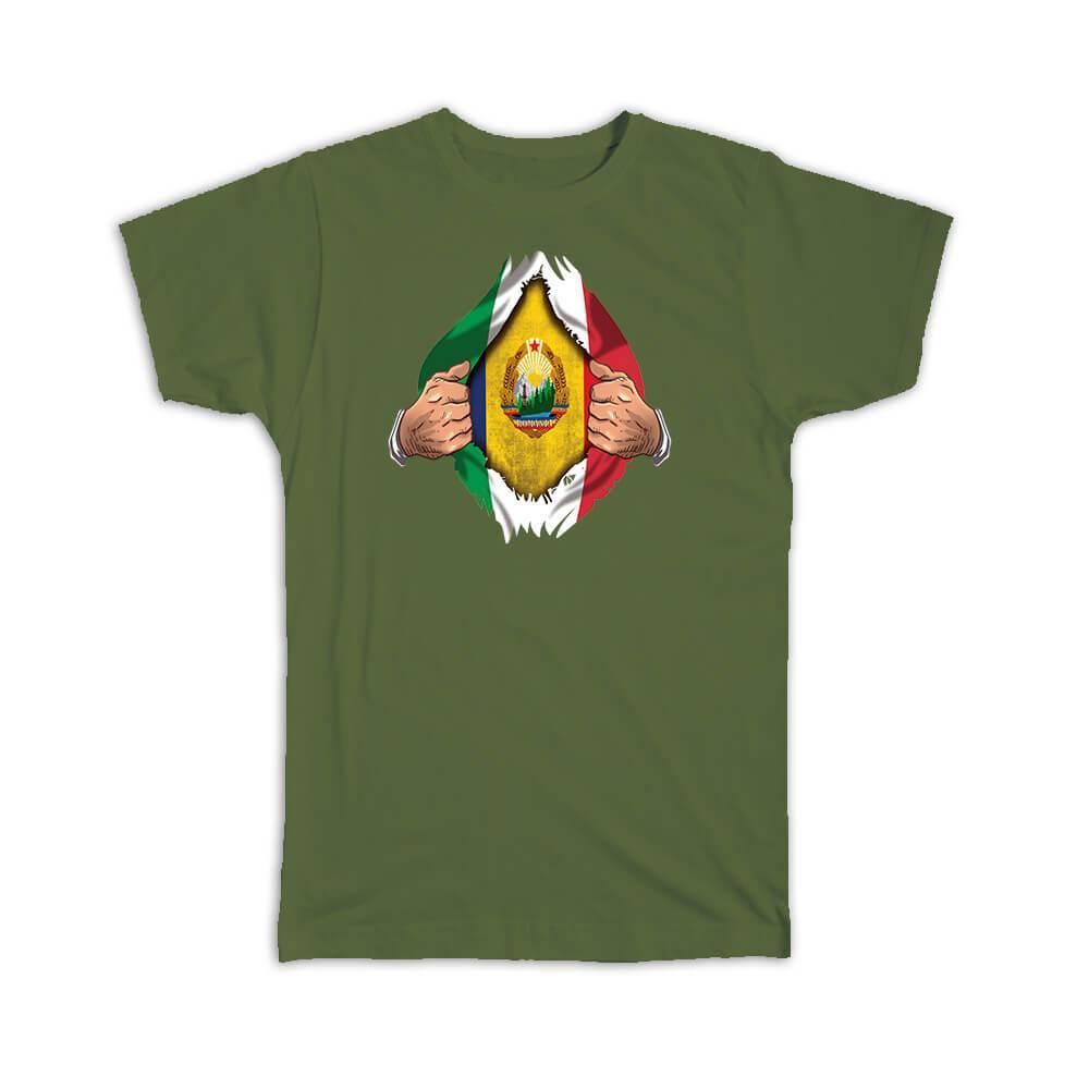 Gift T-Shirt : Romania Italian Flag Chest Romanian