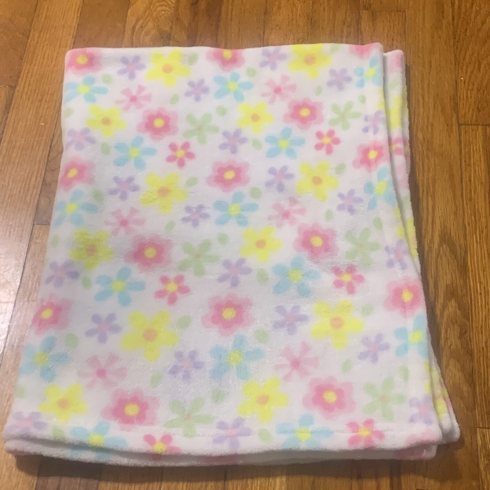 Swiggles Lux Fleece Pastel Floral Flowers Baby Blanket Lovey Pink Green Yellow