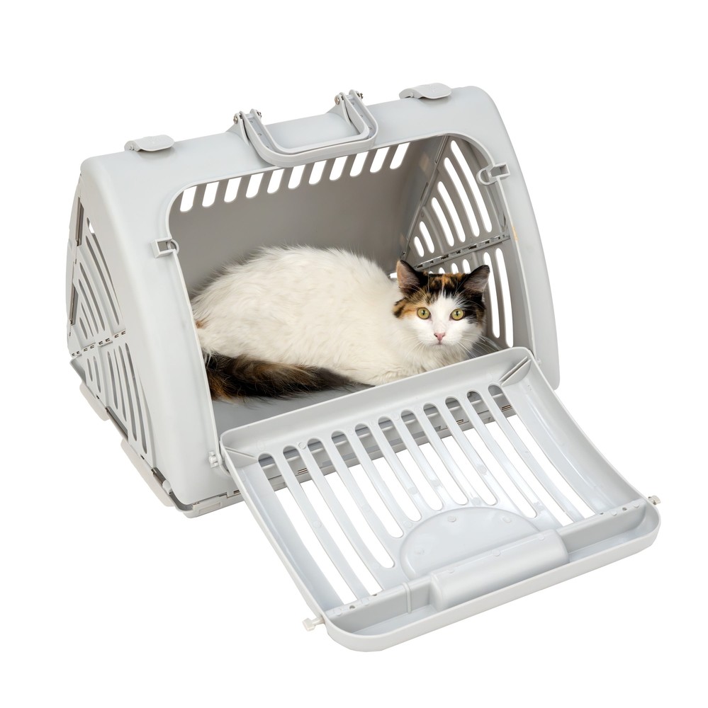 Vibrant Life Foldable Gray Plastic Cat Carrier for Travel  -image