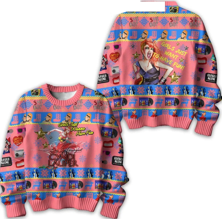 Cyndi Lauper Girl Having Fun In Christmas Ugly Sweater 3D HN415