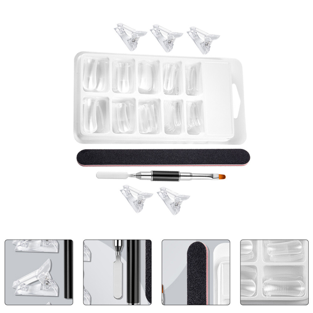 DIY Gel Nail Builder Extension Set with Polishing Strips and Manicure Molds
