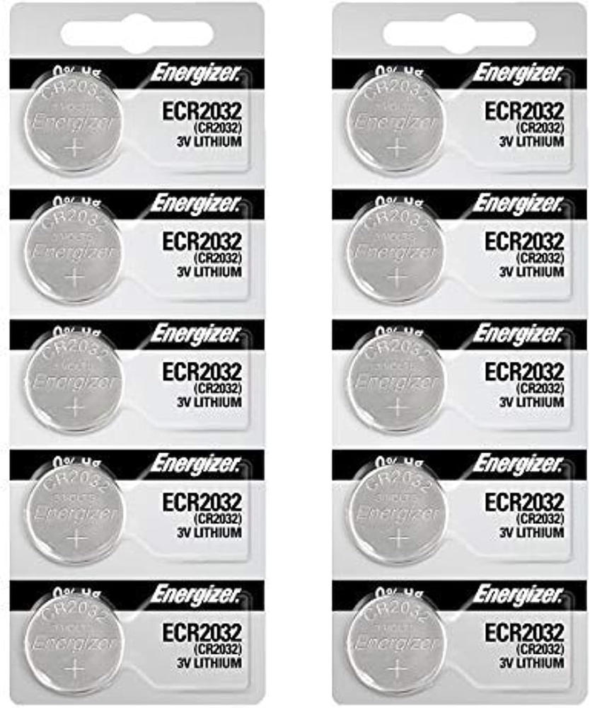 Energizer 2032 CR2032 3V Lithium Battery for Watches Remote Electronics 10 Pack